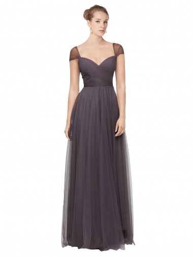 Sweetheart Tulle Cap Sleeves Pewter Bridesmaid Dress Edinburgh
