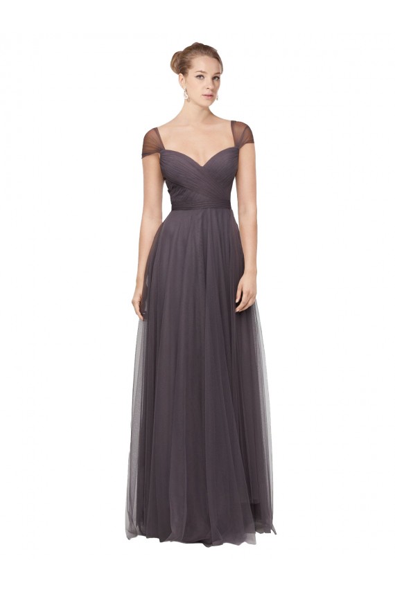 Sweetheart Tulle Cap Sleeves Pewter Bridesmaid Dress Edinburgh