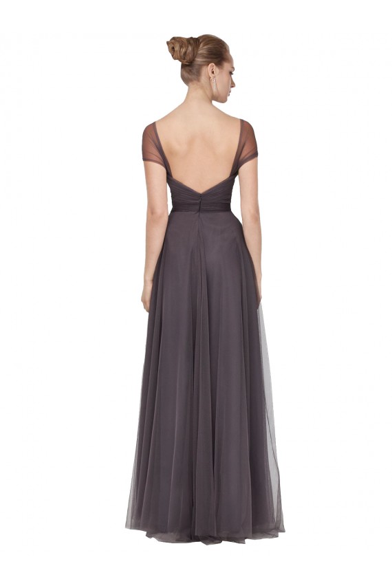 Sweetheart Tulle Cap Sleeves Pewter Bridesmaid Dress Edinburgh