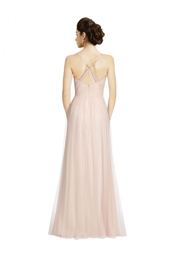 Spaghetti Straps Tulle Sleeveless Pink Bridesmaid Dress Edinburgh
