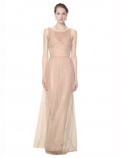 Illusion Neck Tulle Sleeveless Blush Bridesmaid Dress Edinburgh