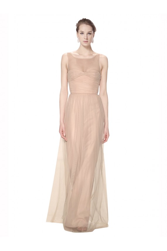 Illusion Neck Tulle Sleeveless Blush Bridesmaid Dress Edinburgh