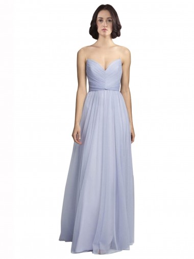 Spaghetti Straps Tulle Sleeveless Lilac Bridesmaid Dress Edinburgh
