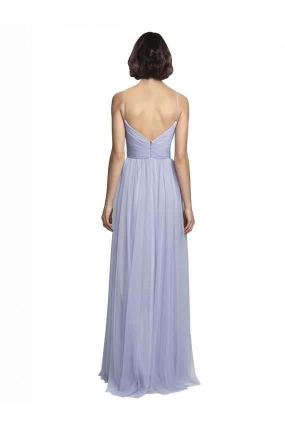 Spaghetti Straps Tulle Sleeveless Lilac Bridesmaid Dress Edinburgh