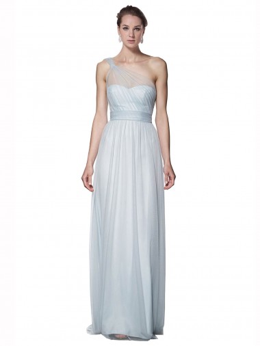 One Shoulder Tulle Sleeveless Mist Bridesmaid Dress Edinburgh