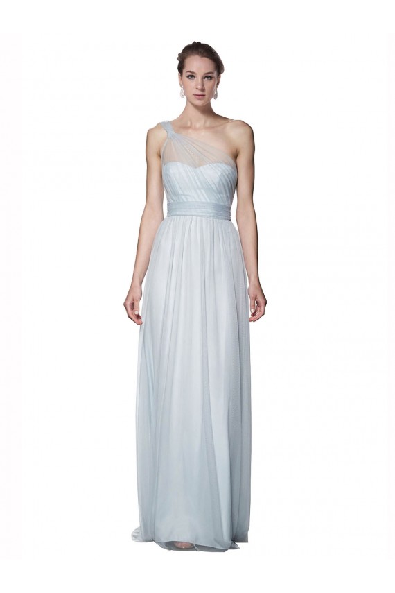 One Shoulder Tulle Sleeveless Mist Bridesmaid Dress Edinburgh
