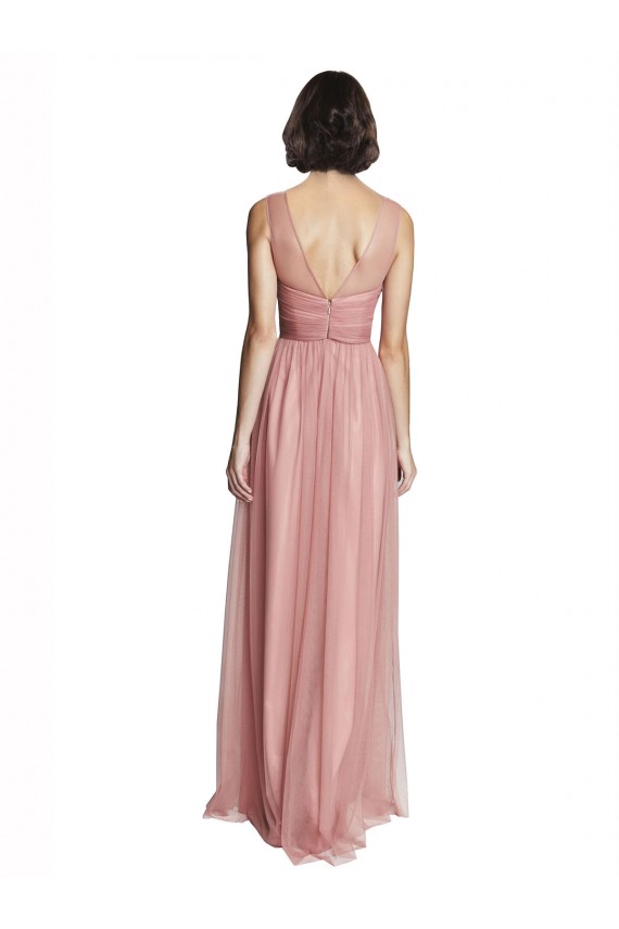 V-Neck Tulle Sleeveless Rose Pink Bridesmaid Dress Edinburgh