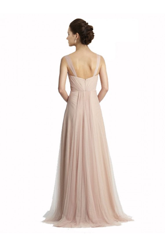 Square Neck Tulle Sleeveless Nude Bridesmaid Evening Dress Edinburgh