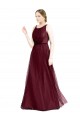 Boat Neck Tulle Sleeveless Keyhole Back Burgundy Semi Formal Evening Dress / Bridesmaid Dress Edinburgh