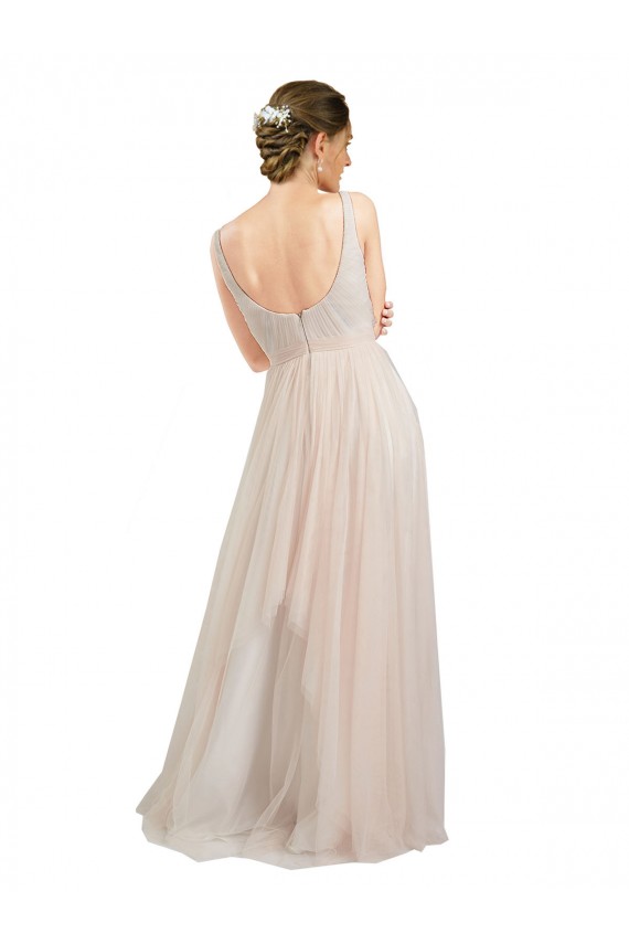 Scoop Neck Tulle Sleeveless Open Back Pink Semi Formal Evening Dress / Bridesmaid Dress Edinburgh