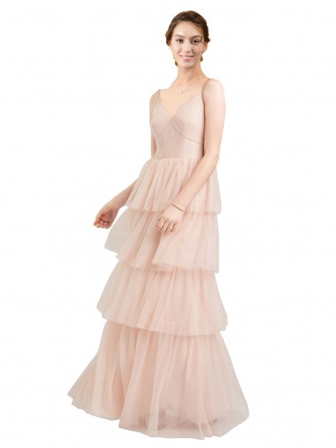 V-Neck Tulle Sleeveless Pink Semi Formal Evening Dress / Bridesmaid Dress Edinburgh