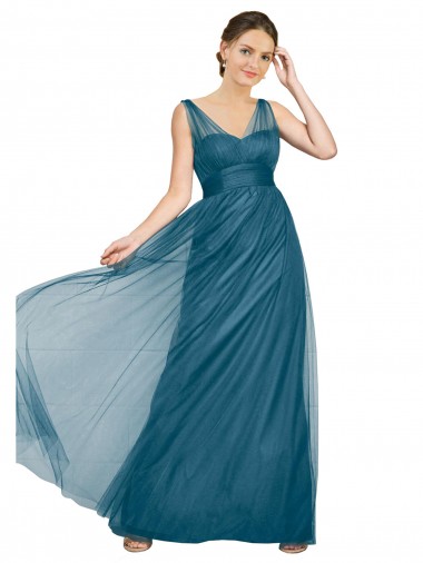 V-Neck Tulle Sleeveless V-Back Teal Green Bridesmaid Dress Edinburgh