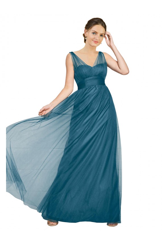 V-Neck Tulle Sleeveless V-Back Teal Green Bridesmaid Dress Edinburgh