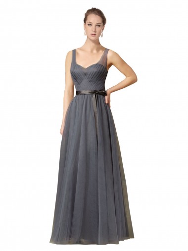 Sweetheart Tulle Sleeveless V-Back Slate Grey Formal Dress / Bridesmaid Dress Edinburgh