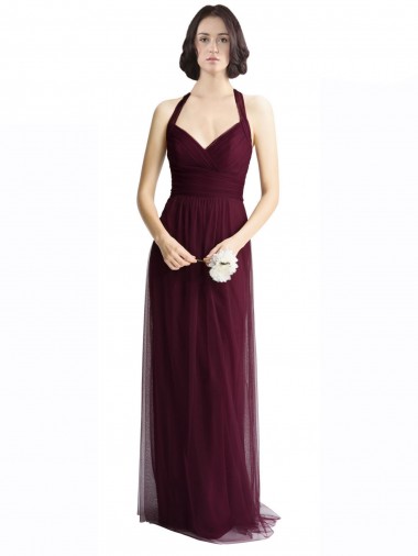 Halter Neck Tulle Sleeveless Open Back Red Bridesmaid Dress / Evening Dress Edinburgh
