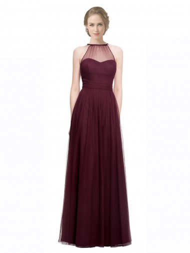 Halter Neck Tulle Sleeveless Red Bridesmaid Dress Edinburgh