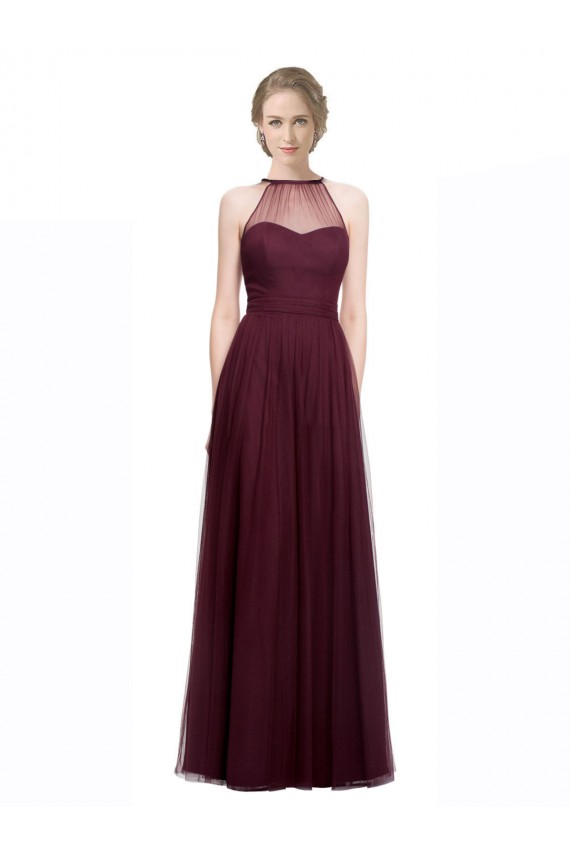 Halter Neck Tulle Sleeveless Red Bridesmaid Dress Edinburgh