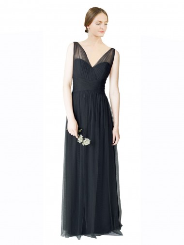 V-Neck Tulle Sleeveless V-Back Pewter Formal Dress / Bridesmaid Dress Edinburgh