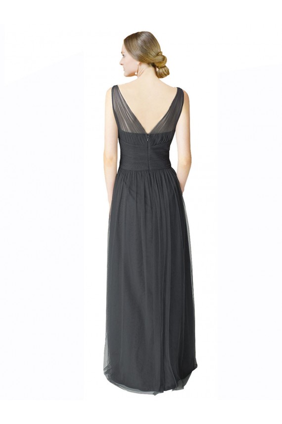 V-Neck Tulle Sleeveless V-Back Pewter Formal Dress / Bridesmaid Dress Edinburgh