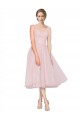 V-Neck Tulle Sleeveless Tea Length Pink Bridesmaid Dress Edinburgh