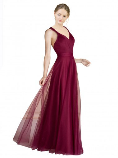 V-Neck Tulle Sleeveless Criss Cross Open Back Bridesmaid Dress Edinburgh