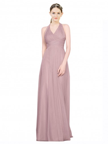 Halter Neck Tulle Sleeveless Low Back Bridesmaid Gown Edinburgh