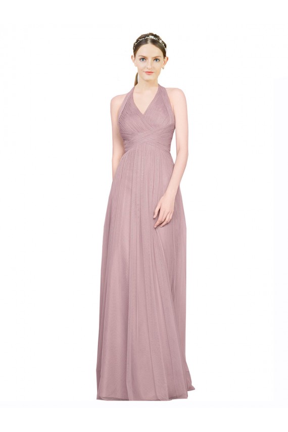 Halter Neck Tulle Sleeveless Low Back Bridesmaid Gown Edinburgh