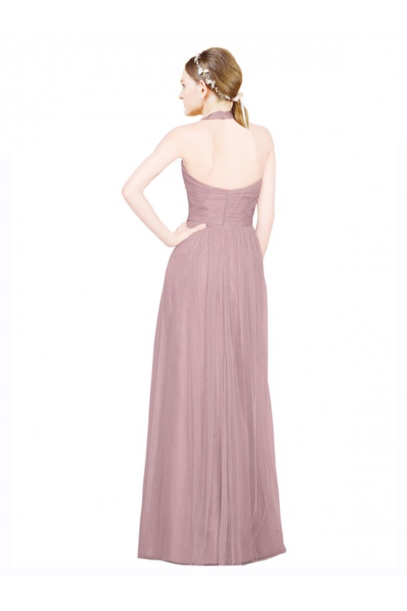 Halter Neck Tulle Sleeveless Low Back Bridesmaid Gown Edinburgh
