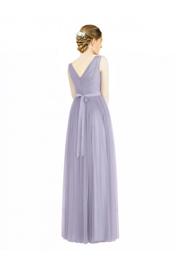 V-Neck Tulle Sleeveless V-Back Lilac Bridesmaid Dress Edinburgh