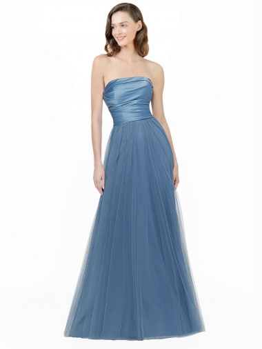 Strapless Satin & Tulle Sleeveless Low Back Bridesmaid Dress Edinburgh