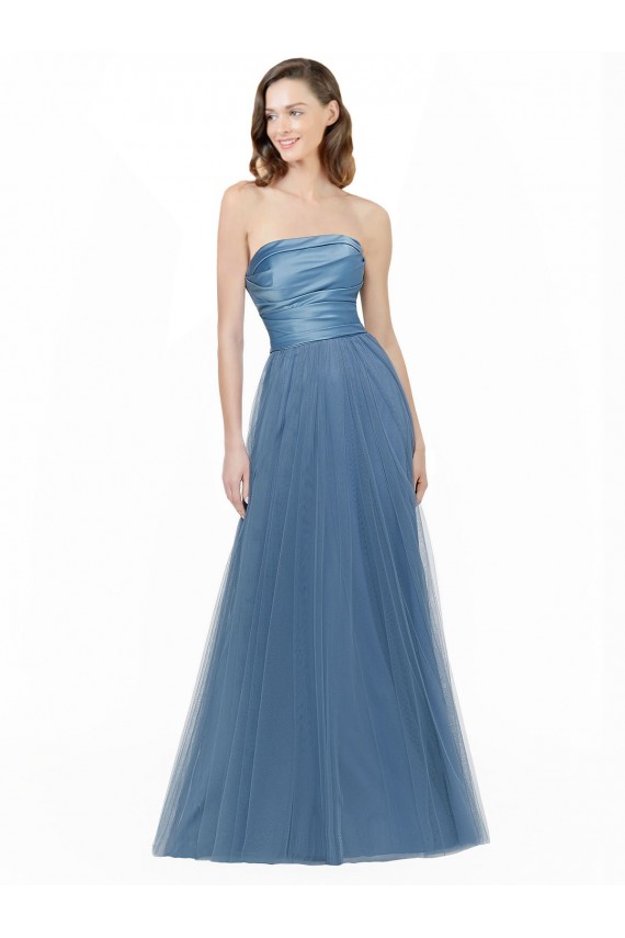 Strapless Satin & Tulle Sleeveless Low Back Bridesmaid Dress Edinburgh