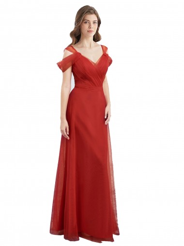 Sweetheart Tulle Cold Shoulder Low Back Red Formal Dress / Bridesmaid Dress Edinburgh