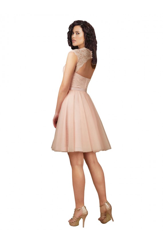 Sweetheart Tulle & Lace Cap Sleeves Keyhole Back Bridesmaid Dress Edinburgh