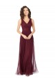 V-Neck Tulle Sleeveless Burgundy Gold Bridesmaid Dress Edinburgh