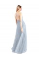 Halter Neck Tulle Sleeveless Criss Cross Back Light Sky Blue Bridesmaid Dress Edinburgh
