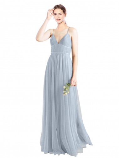 Spaghetti Straps Tulle Sleeveless Open Back Light Sky Blue Evening Dress / Bridesmaid Dress Edinburgh