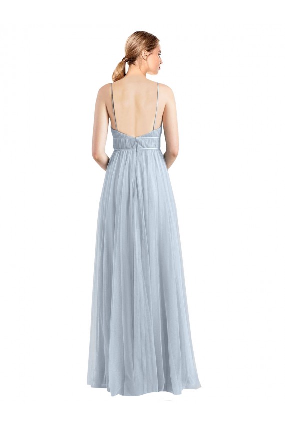 Spaghetti Straps Tulle Sleeveless Open Back Light Sky Blue Evening Dress / Bridesmaid Dress Edinburgh