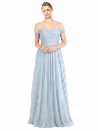 Off the Shoulder Tulle Sleeveless Light Sky Blue Evening Dress / Bridesmaid Dress Edinburgh