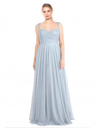 Spaghetti Straps Tulle Sleeveless Light Sky Blue Evening Gown / Bridesmaid Dress Edinburgh