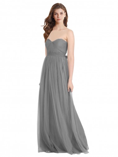 Sweetheart Tulle Sleeveless Slate Grey Bridesmaid Gown Edinburgh