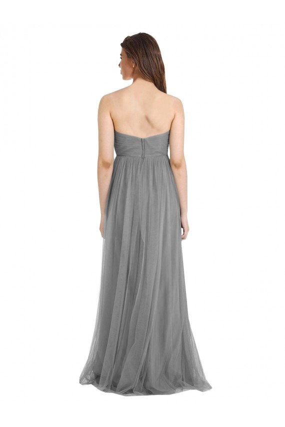 Sweetheart Tulle Sleeveless Slate Grey Bridesmaid Gown Edinburgh