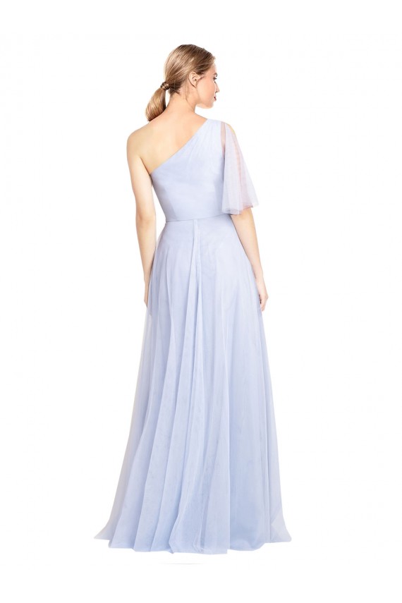 One Shoulder Tulle Flutter Sleeves Light Sky Blue Bridesmaid Dress Edinburgh