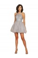 Halter Neck Tulle Sleeveless Criss Cross Open Back Silver Bridesmaid Dress Edinburgh