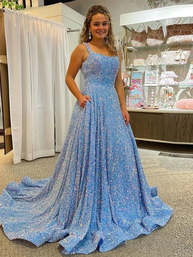 Scoop Neck Velvet Sequin Sleeveless Prom Dress / Evening Dress Edinburgh