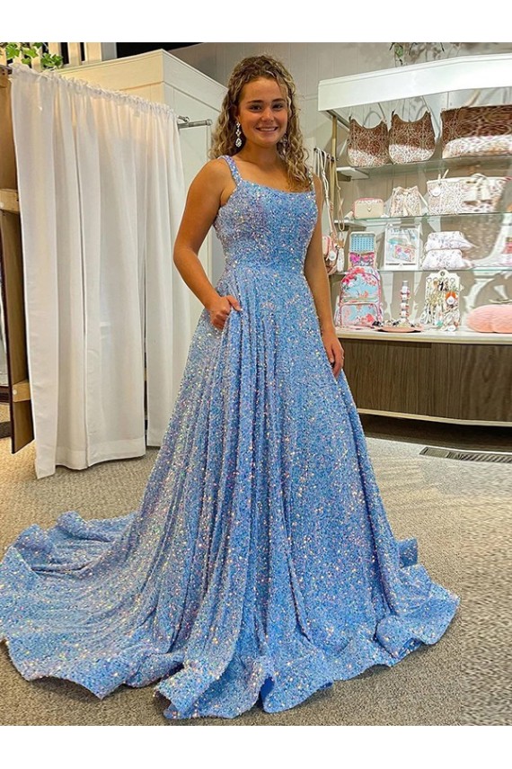 Scoop Neck Velvet Sequin Sleeveless Prom Dress / Evening Dress Edinburgh