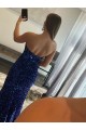 Strapless Velvet Sequin Sleeveless Fuchsia Prom Dress Edinburgh