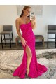Strapless Velvet Sequin Sleeveless Fuchsia Prom Dress Edinburgh