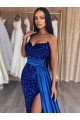 Sweetheart Velvet Sequin Sleeveless Royal Blue Prom Dresses Edinburgh