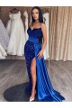Sweetheart Velvet Sequin Sleeveless Royal Blue Prom Dresses Edinburgh