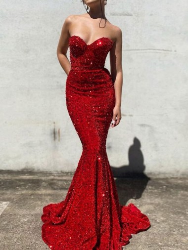 Sweetheart Velvet Sequin Sleeveless Burgundy Prom Dress / Evening Gown Edinburgh